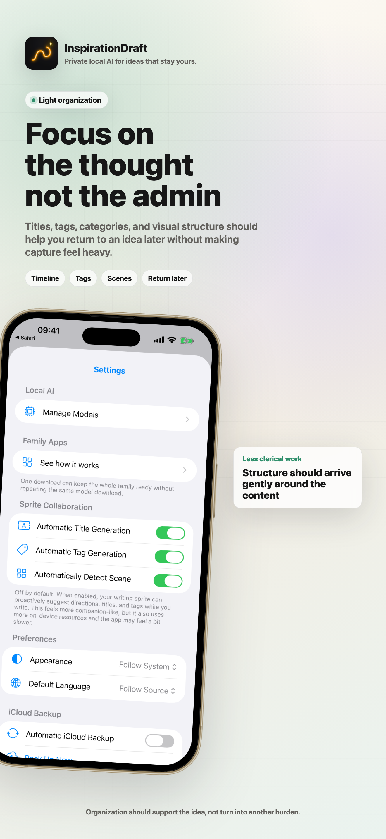 InspirationDraft organization screenshot